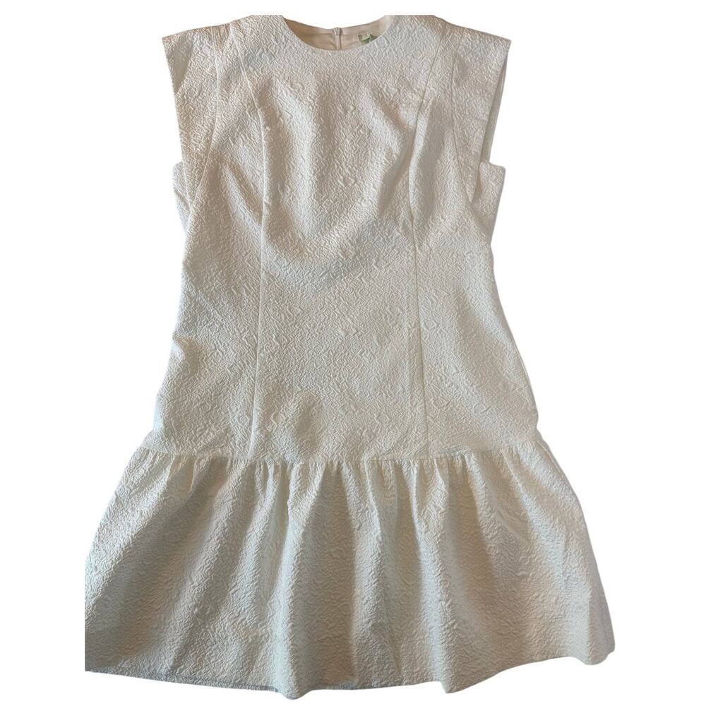 White Textured Flutter Hem Mini Dress – NWT – Size Small- Bridal Shower Dress 2